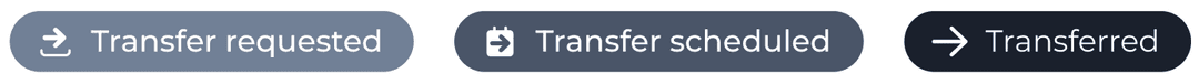 Account transfer lifecycle status tags