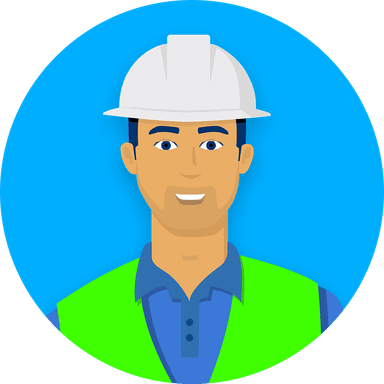 Illustrated portrait of a home builder in a hard hat
